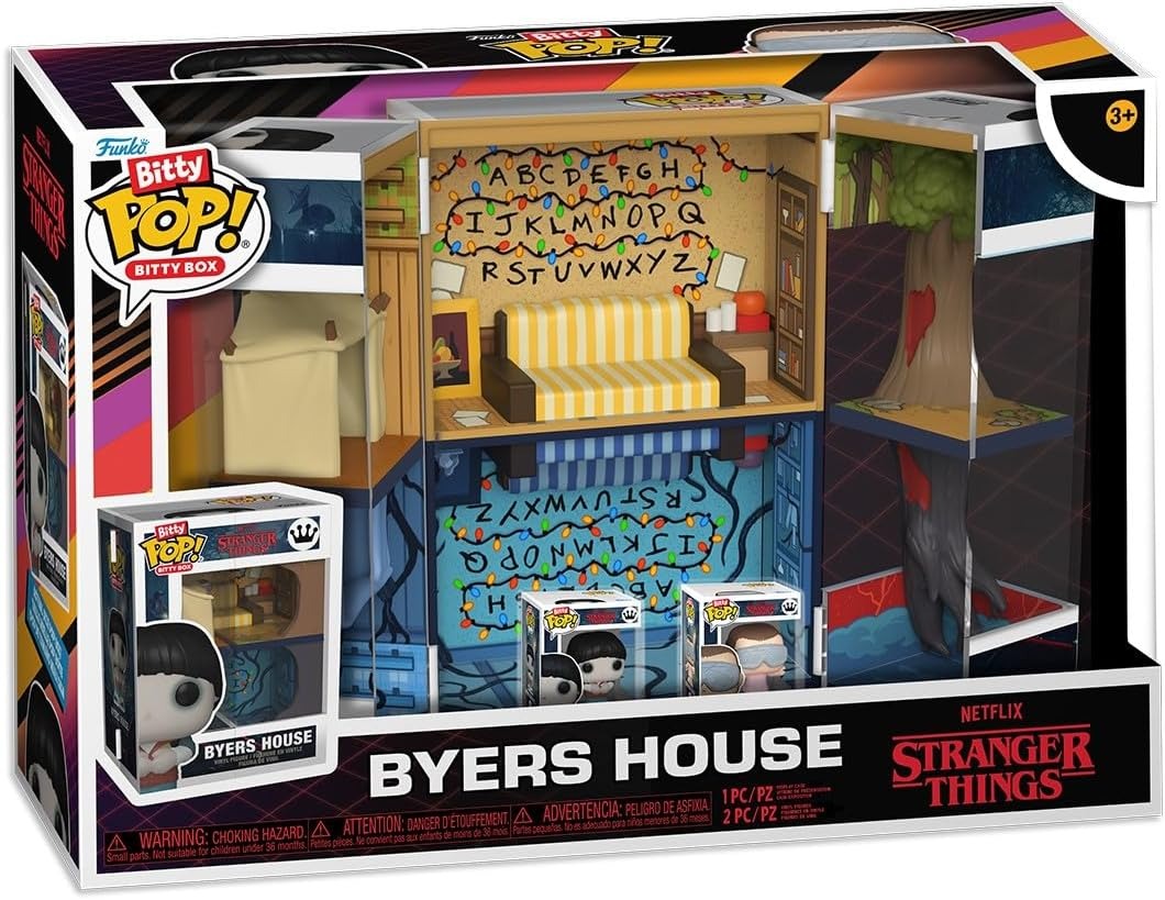 BYERS HOUSE PLAYSET & 2 FIGURES | Display Case with Interior Scene & Storage | Funko Bitty POP! Boxes