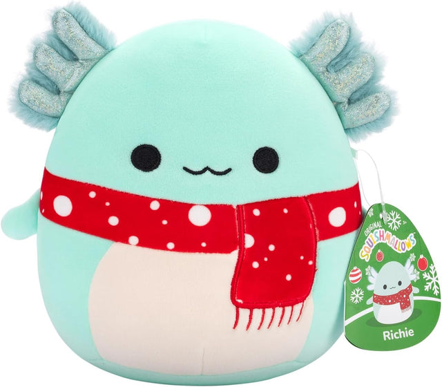 Richie the Teal Axolotl with Red Spotted Scarf | Squishmallows 7.5" Plush Christmas 24