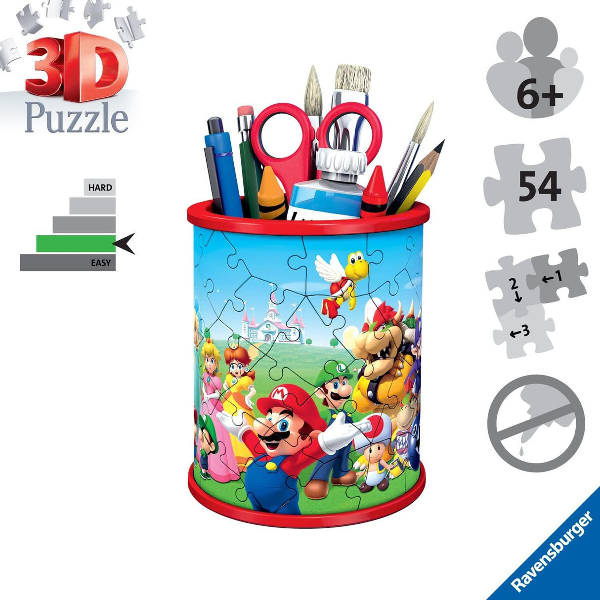 SUPER MARIO | Ravensburger | Pencil Holder | 57 Piece 3D Jigsaw Puzzle