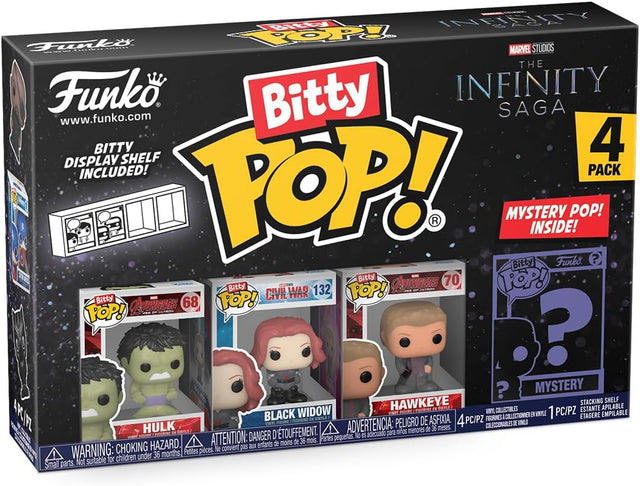 Funko Bitty POP! | Marvel Infinity Saga | Hulk, Black Widow, Hawkeye and Mystery | 4 Pack