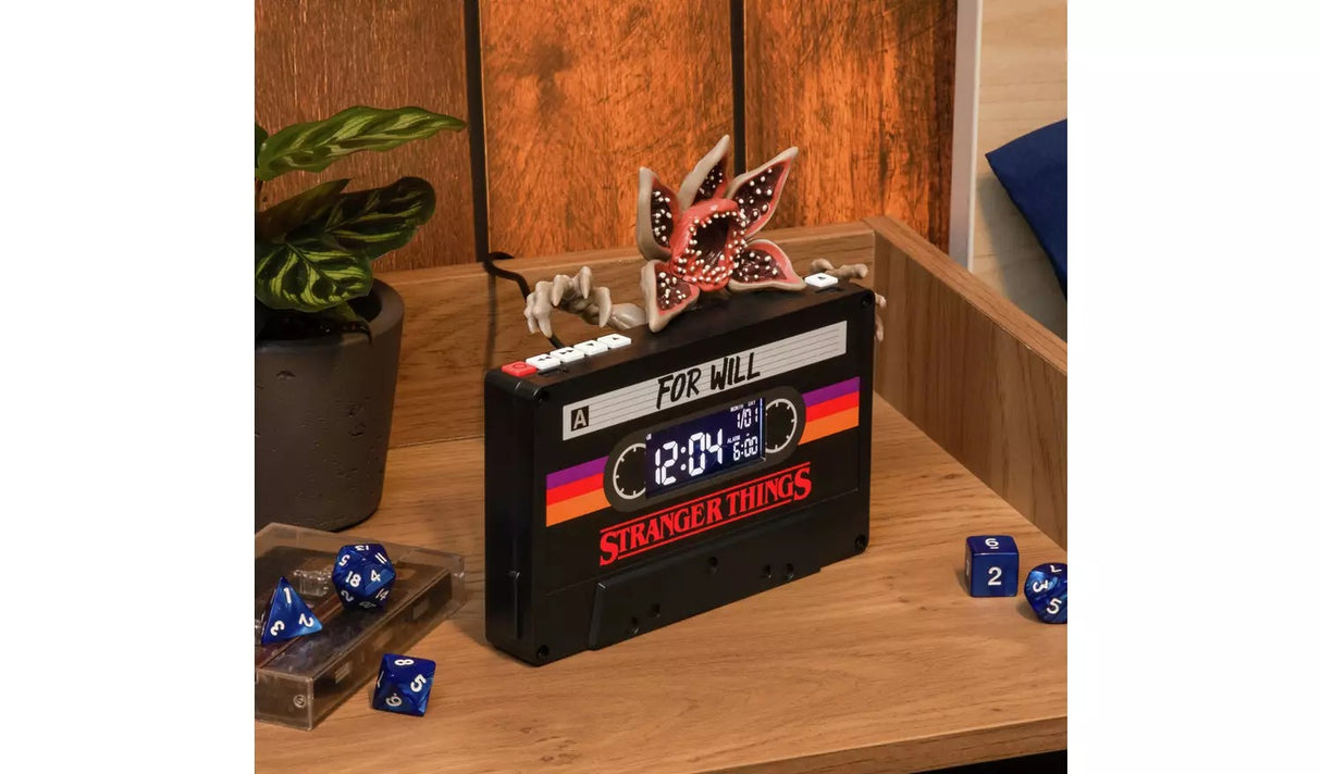Stranger Things Demogorgon Cassette Alarm Clock - Retro 80s Style Night Light