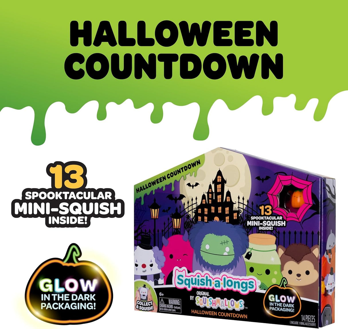 13 DAY SQUISH-A-LONGS  HALLOWEEN COUNTDOWN | Jazwares | Squishmallows Glow in the Dark Calendar
