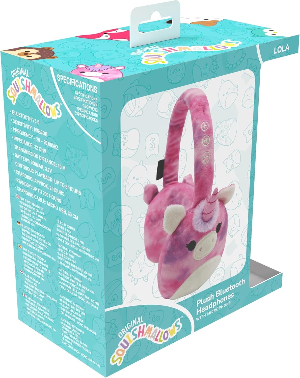 Squishmallows | Lola The Unicorn | Plush Bluetooth Headphones With Built-in Microphone