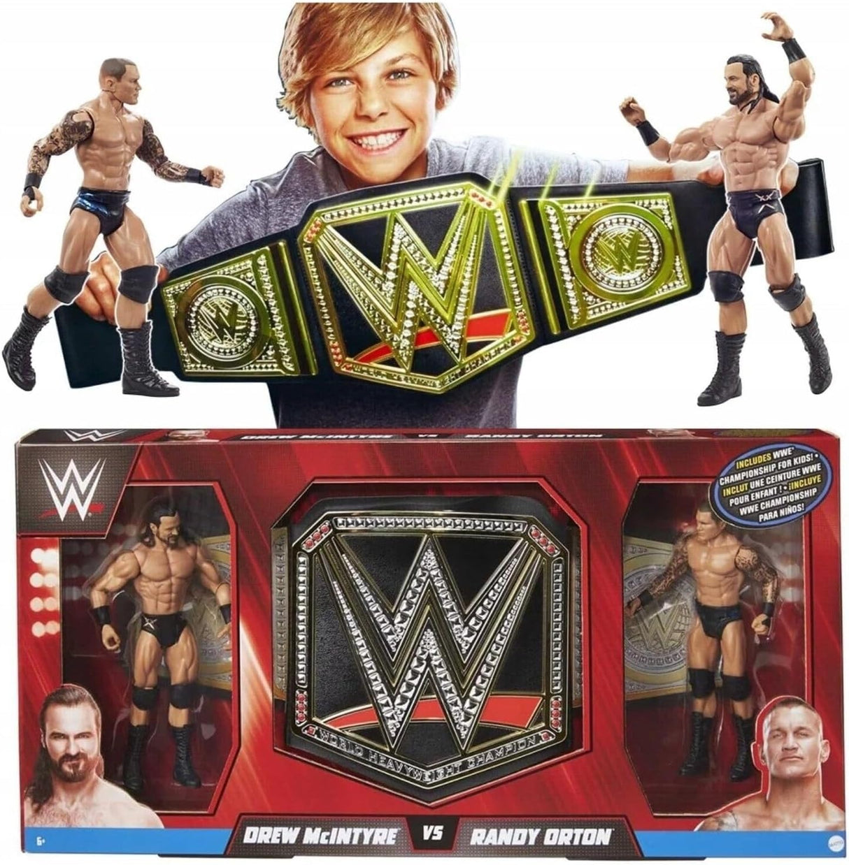 WWE Drew McIntyre VS Randy Orton Figures & WWE Championship Belt Playset