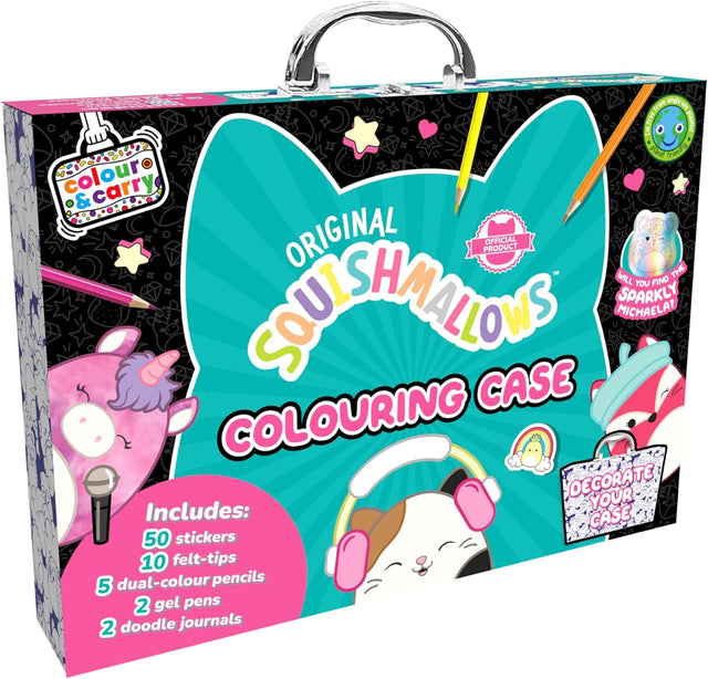 Original Squishmallows Colouring Case | Bookoli | 2 Books Plus 12 Pens, Pencils and Stickers