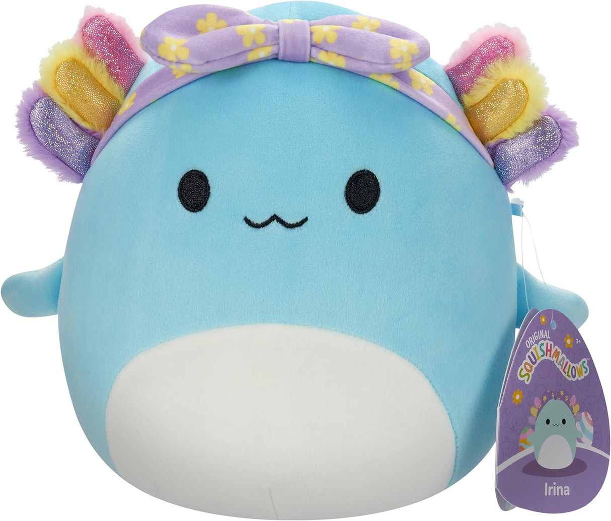 Squishmallows 7.5" | Easter | Irina the Teal Axolotl with Rainbow Gills and Purple Headband