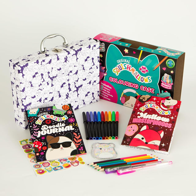 Original Squishmallows Colouring Case | Bookoli | 2 Books Plus 12 Pens, Pencils and Stickers