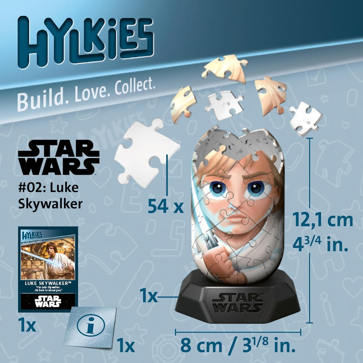 LUKE SKYWALKER | Ravensburger | Hylkies | Star Wars | 54 Piece 3D Jigsaw Puzzle