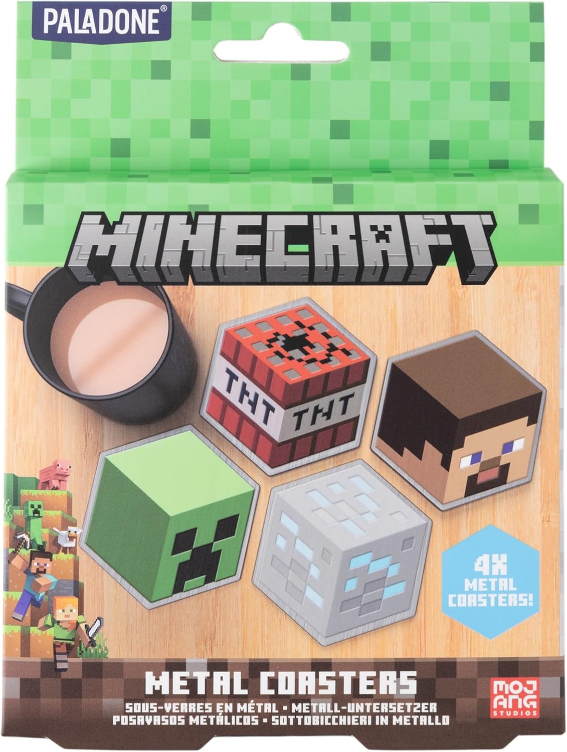 MINECRAFT Metal Coasters | Paladone | Set of 4 | Officially Licensed