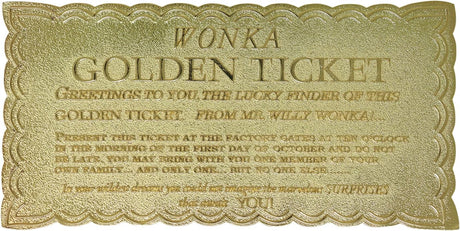 Willy Wonka and the Chocolate Factory | Replica Golden Ticket | Limited Edition