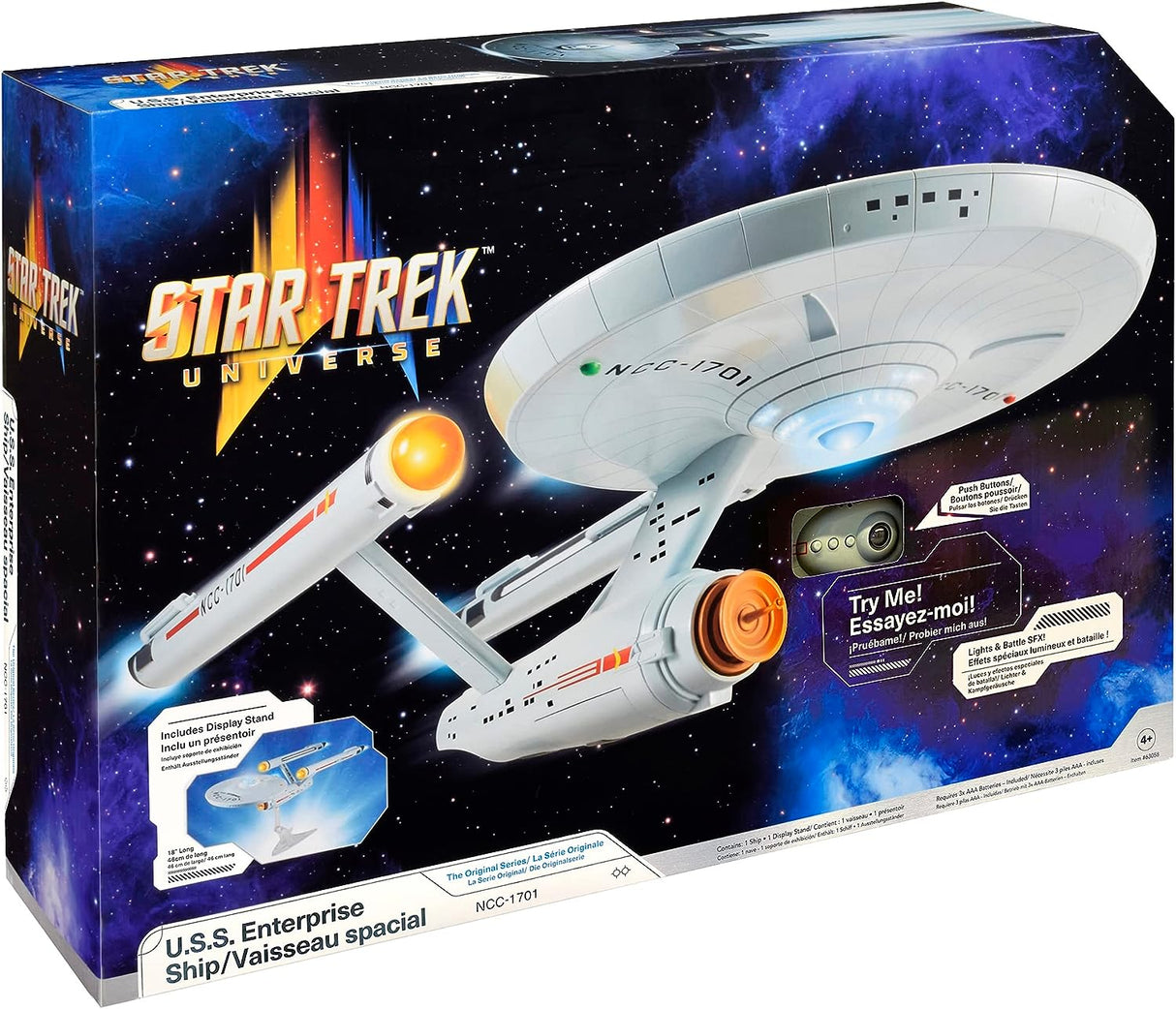 Bandai USS Enterprise NCC-1701 | Star Trek Model With Lights, Sounds And Display Stand | Gifts Starship | 18''