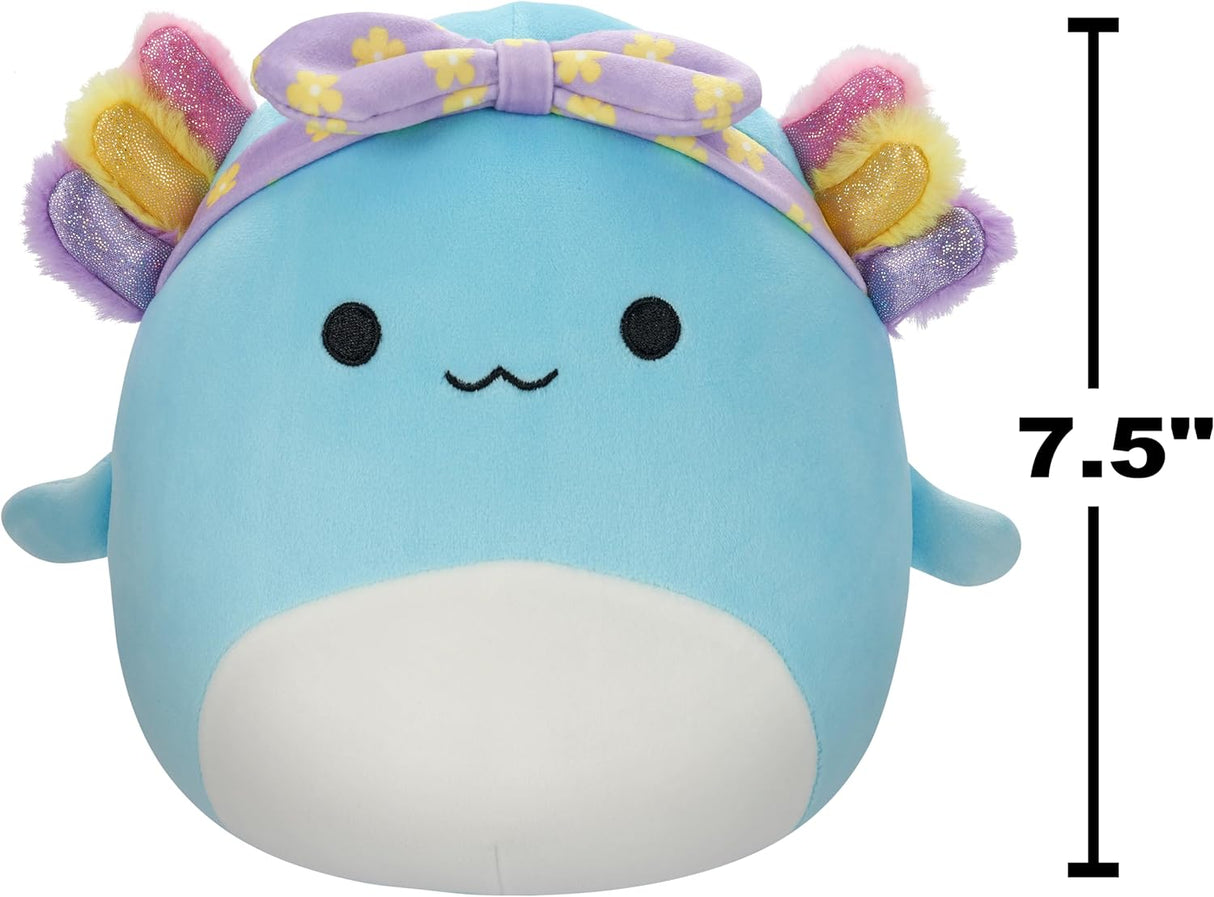 Squishmallows 7.5" | Easter | Irina the Teal Axolotl with Rainbow Gills and Purple Headband