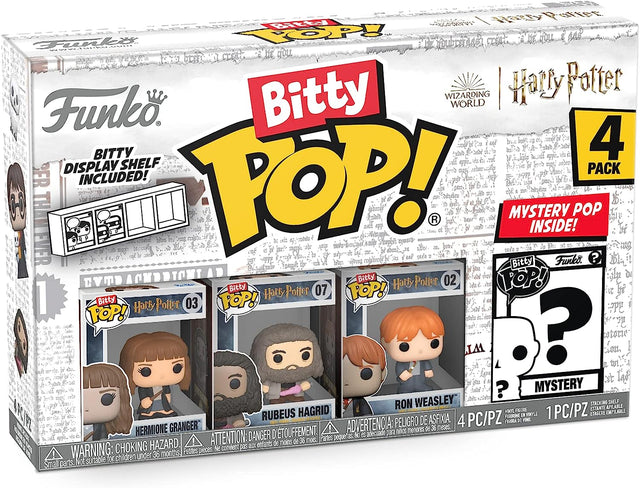 Funko Bitty POP! | Harry Potter | Hermione Granger, Rubeus Hagrid, Ron Weasley, Mystery | 4 Pack