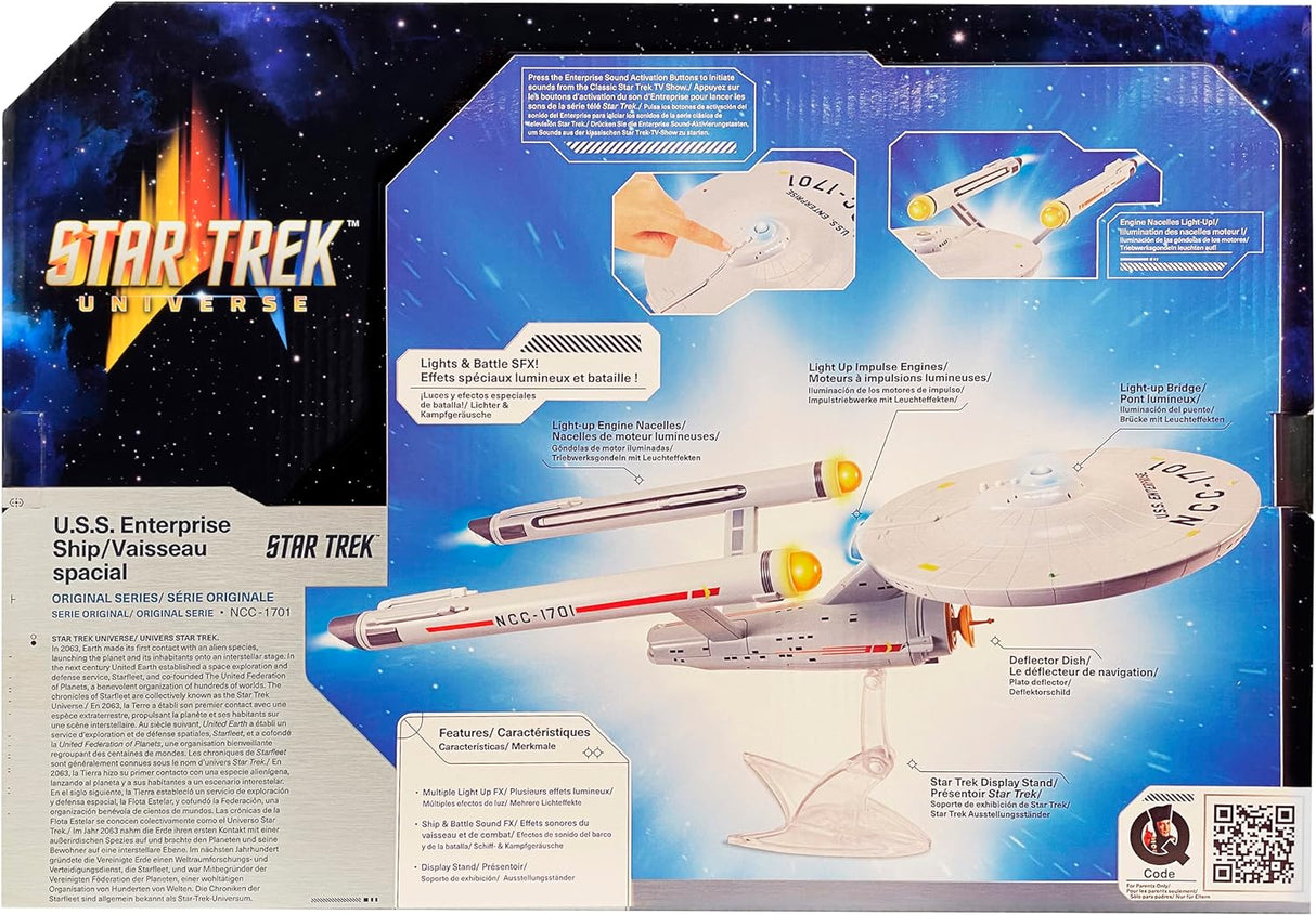 Bandai USS Enterprise NCC-1701 | Star Trek Model With Lights, Sounds And Display Stand | Gifts Starship | 18''