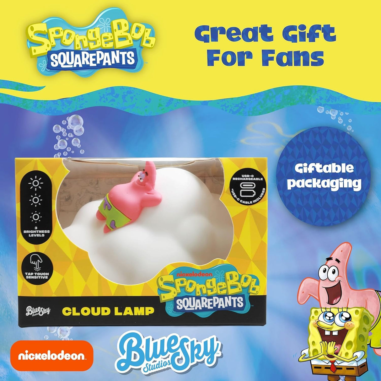 PATRICK | Spongebob Squarepants | USB  Rechargeable Cloud Lamp | Blue Sky Studios