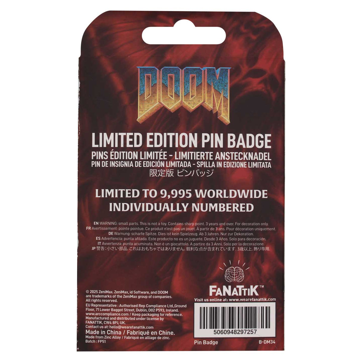 Fanattik DOOM Limited Edition FLOPPY DISK Pin Badge