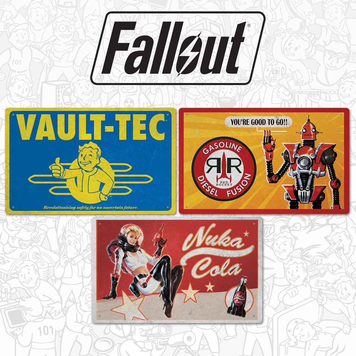 SET OF 3 TIN SIGNS | Fallout | Limited Edition