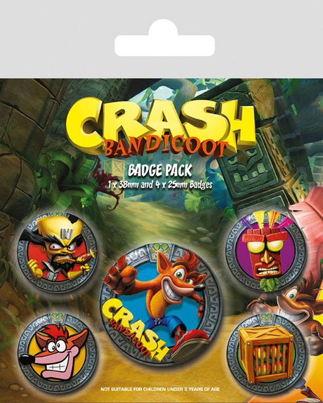 Crash Bandicoot Pin Badges 5-Pack Pop Out (4659698303060)