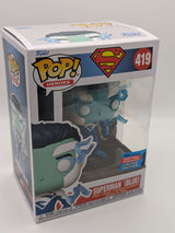 Damaged Box | Funko Pop Heroes | DC Universe | Superman Blue | 2021 Fall Convention #419