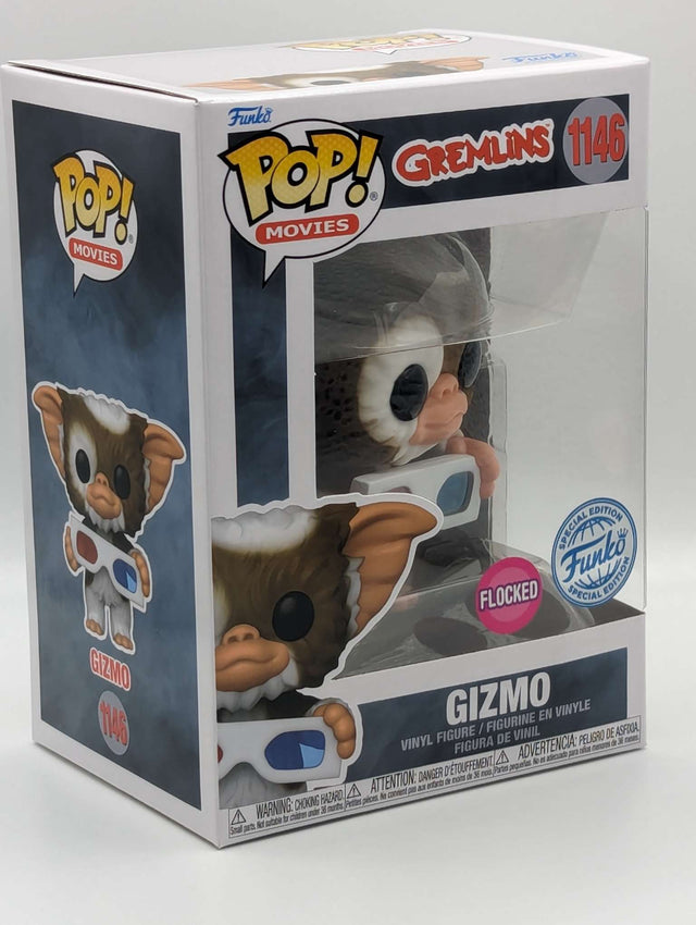 Funko Pop Movies | Gremlins | Gizmo with 3D Glasses #1146 | Flocked