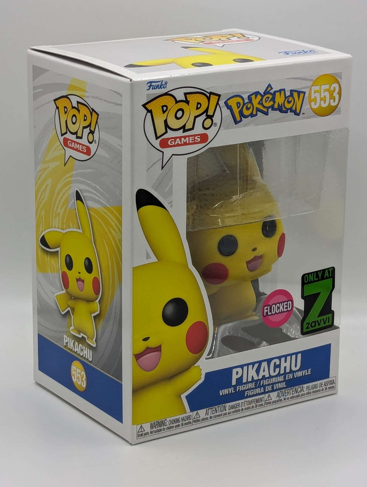 Funko Pop Games | Pokemon | Pikachu (Waving) | Flocked #553