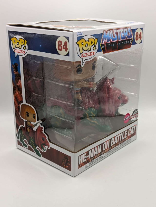 Damaged Box | Funko Pop Rides | Masters of the Universe | He-Man on Battle Cat #84 | Flocked