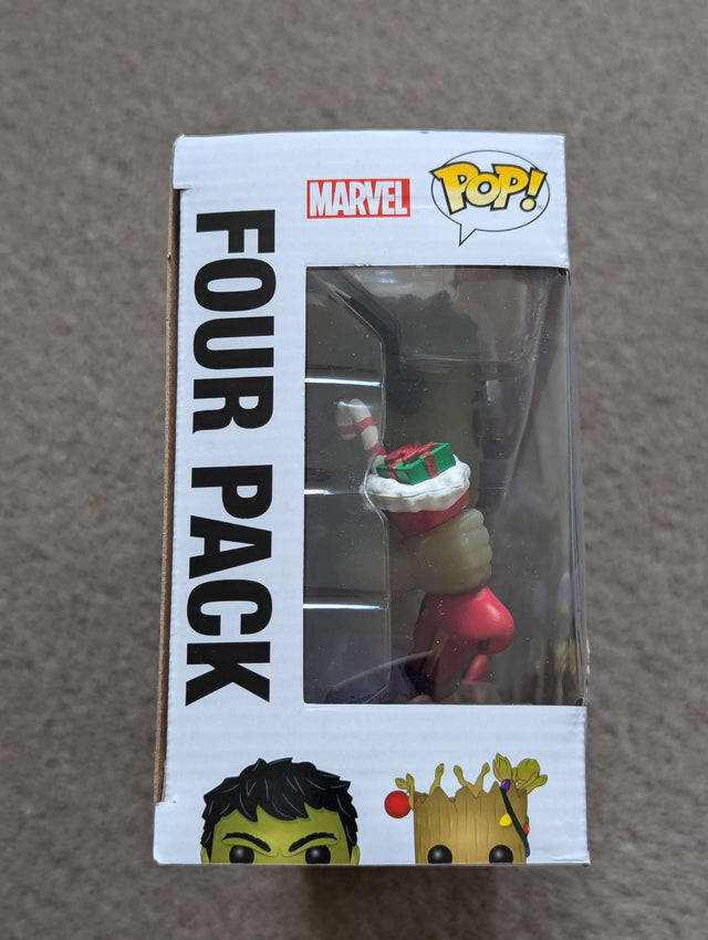 Damaged Box | Funko Pop Marvel | Holidays | Hulk / Groot / Captain Snowman / Thanos | 4 Pack