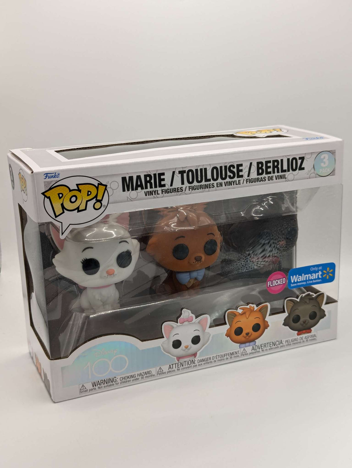 Damaged Box | Aristocats | Marie, Toulouse, Berlioz | Funko Pop Disney |  3 Pack Flocked