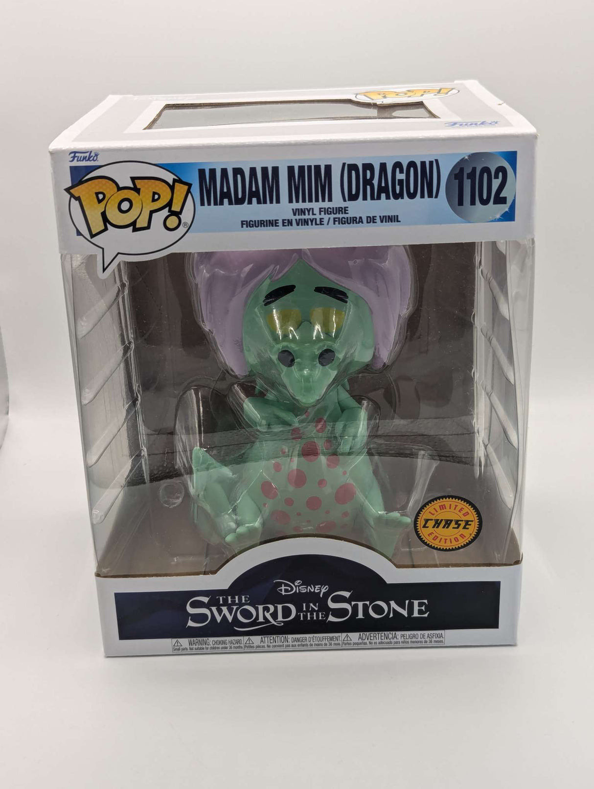 Damaged Box | Funko Pop Disney | The Sword in the Stone | Madam Mim (Dragon Sick) #1102 6 inch | Chase