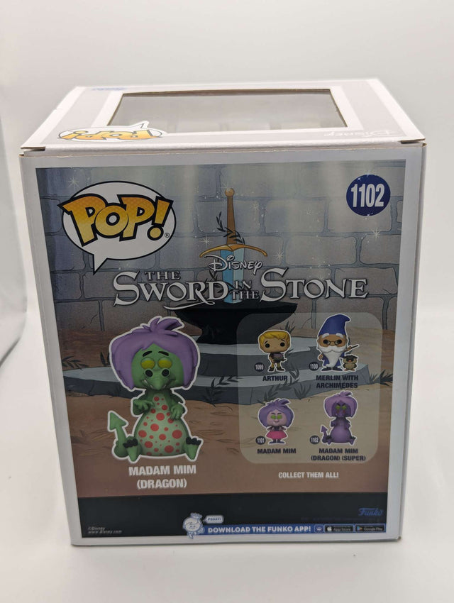 Damaged Box | Funko Pop Disney | The Sword in the Stone | Madam Mim (Dragon Sick) #1102 6 inch | Chase