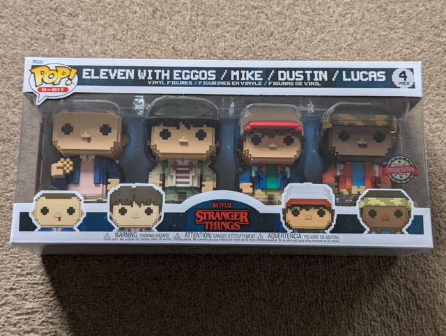 Damaged Box | Funko Pop 8-Bit | Stranger Things | Eleven with Eggos / Mike / Dustin / Lucas 4 Pack