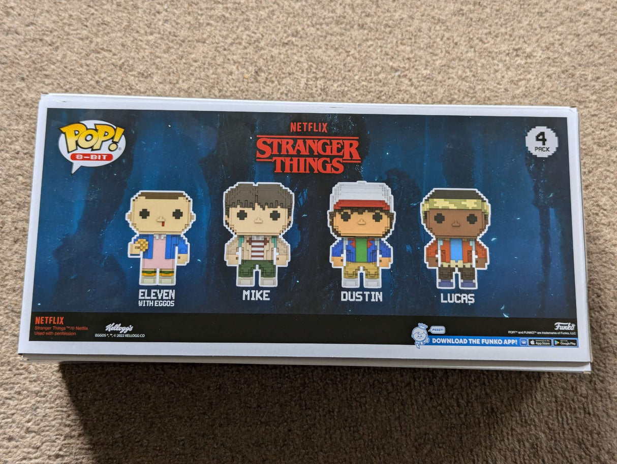 Damaged Box | Funko Pop 8-Bit | Stranger Things | Eleven with Eggos / Mike / Dustin / Lucas 4 Pack