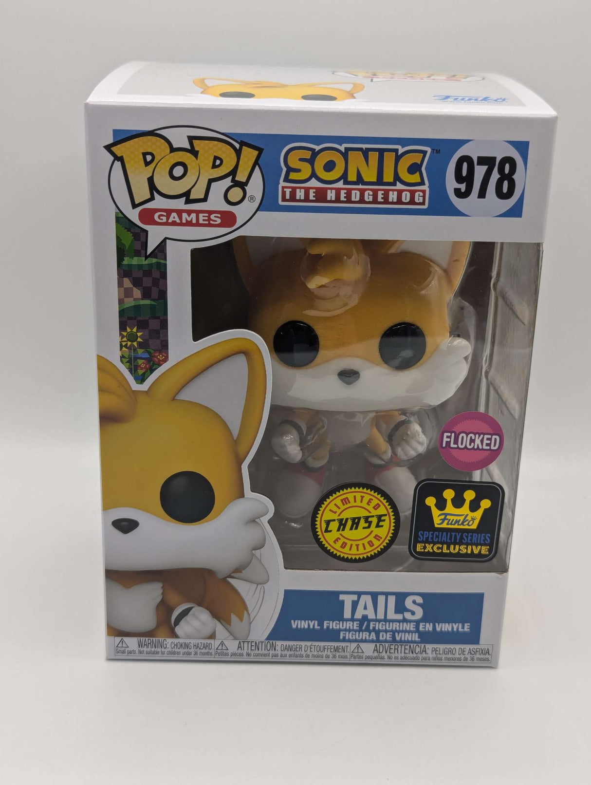 Damaged Box | Tails (Flying) | Sonic The Hedgehog | Funko Pop Games #978 | Chase Flocked