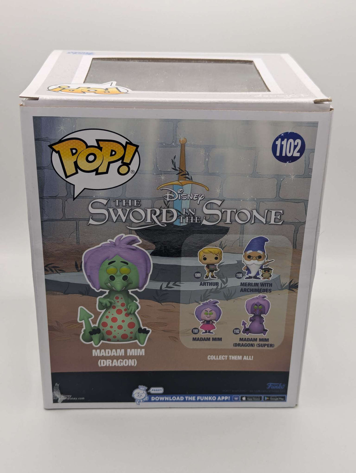 Damaged Box | Funko Pop Disney | The Sword in the Stone | Madam Mim (Dragon Sick) #1102 6 inch | Chase