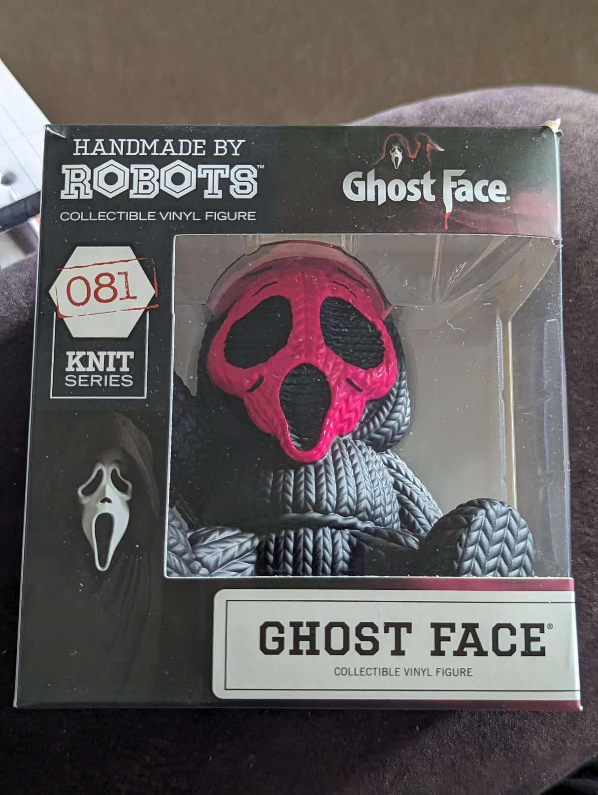 Damaged Box | Handmade by Robots | Scream | Ghost Face Pink Vinyl Figure | Knit Series #081