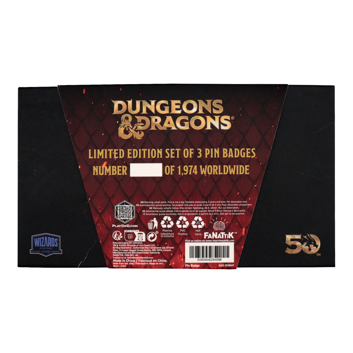 Dungeons & Dragons 50th Anniversary BEHOLDER, MIND FLAYER & MIMIC Limited Edition Pin Badge Set