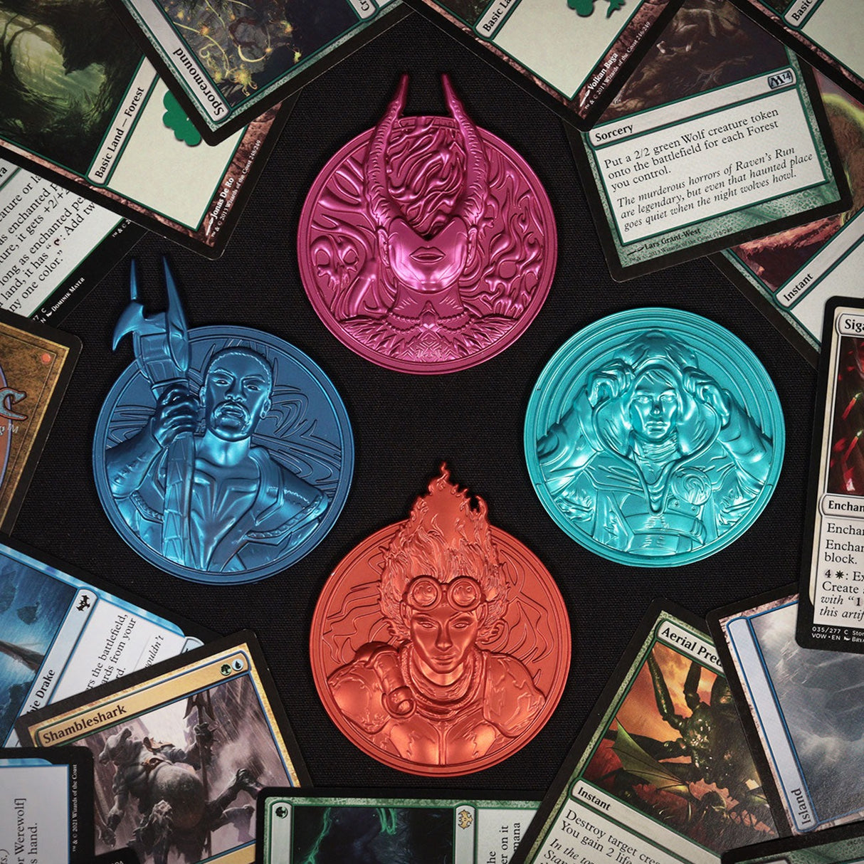 Magic the Gathering | Planeswalkers | Set of 4 Medallions | Collectible Limited Edition