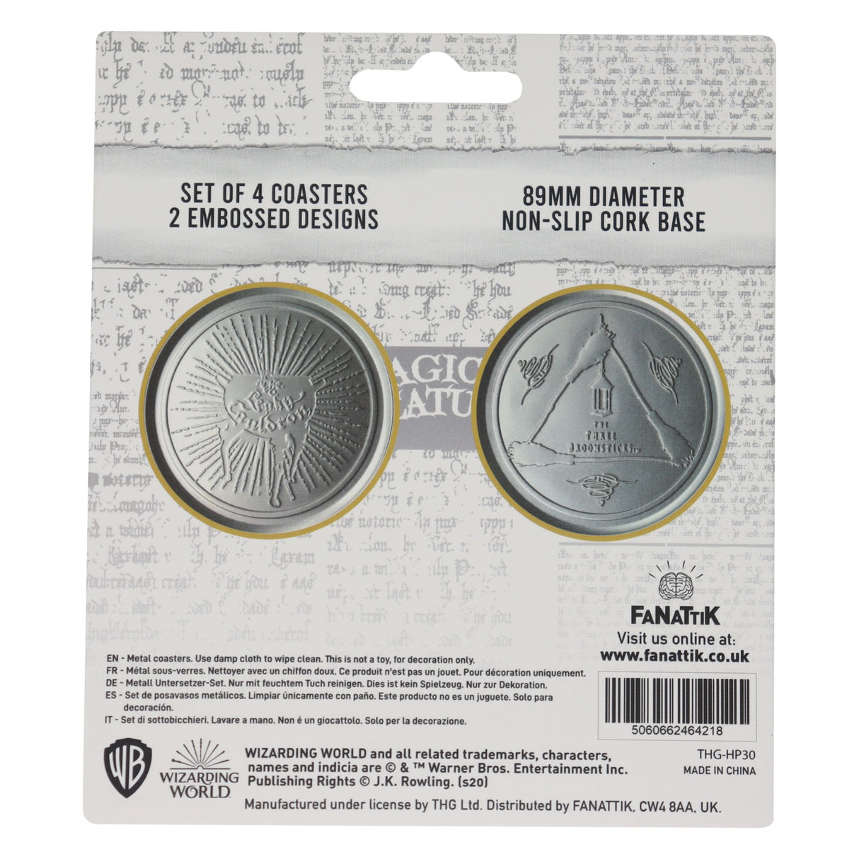 HARRY POTTER | Set of 4 Embossed Metal Coasters