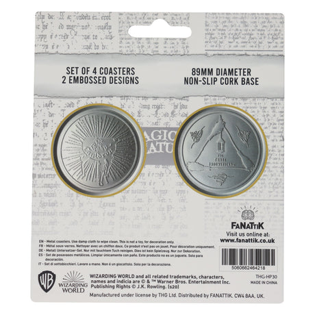 HARRY POTTER | Set of 4 Embossed Metal Coasters