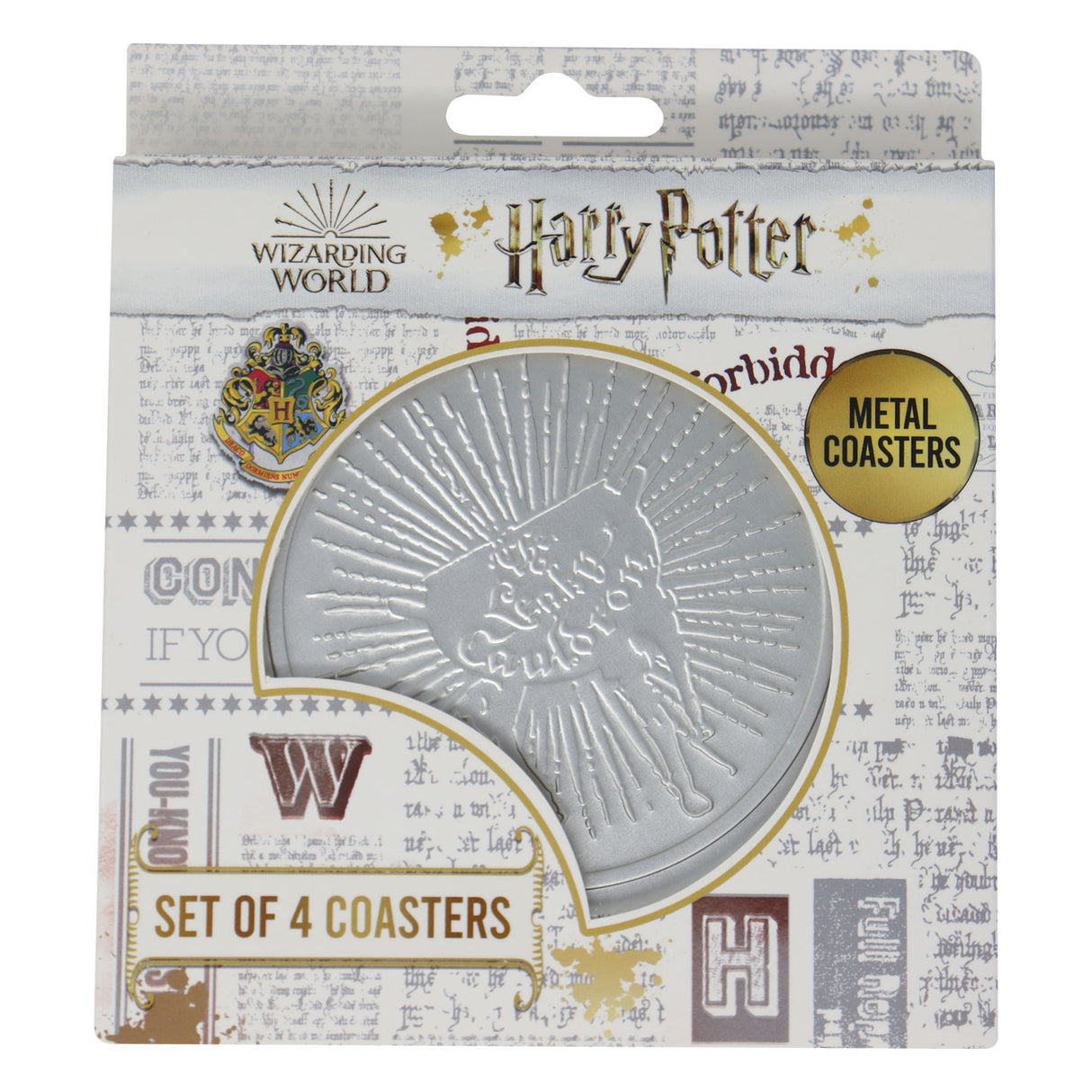 HARRY POTTER | Set of 4 Embossed Metal Coasters