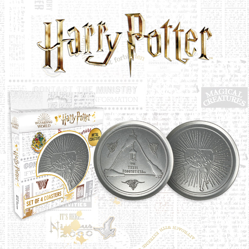 HARRY POTTER | Set of 4 Embossed Metal Coasters