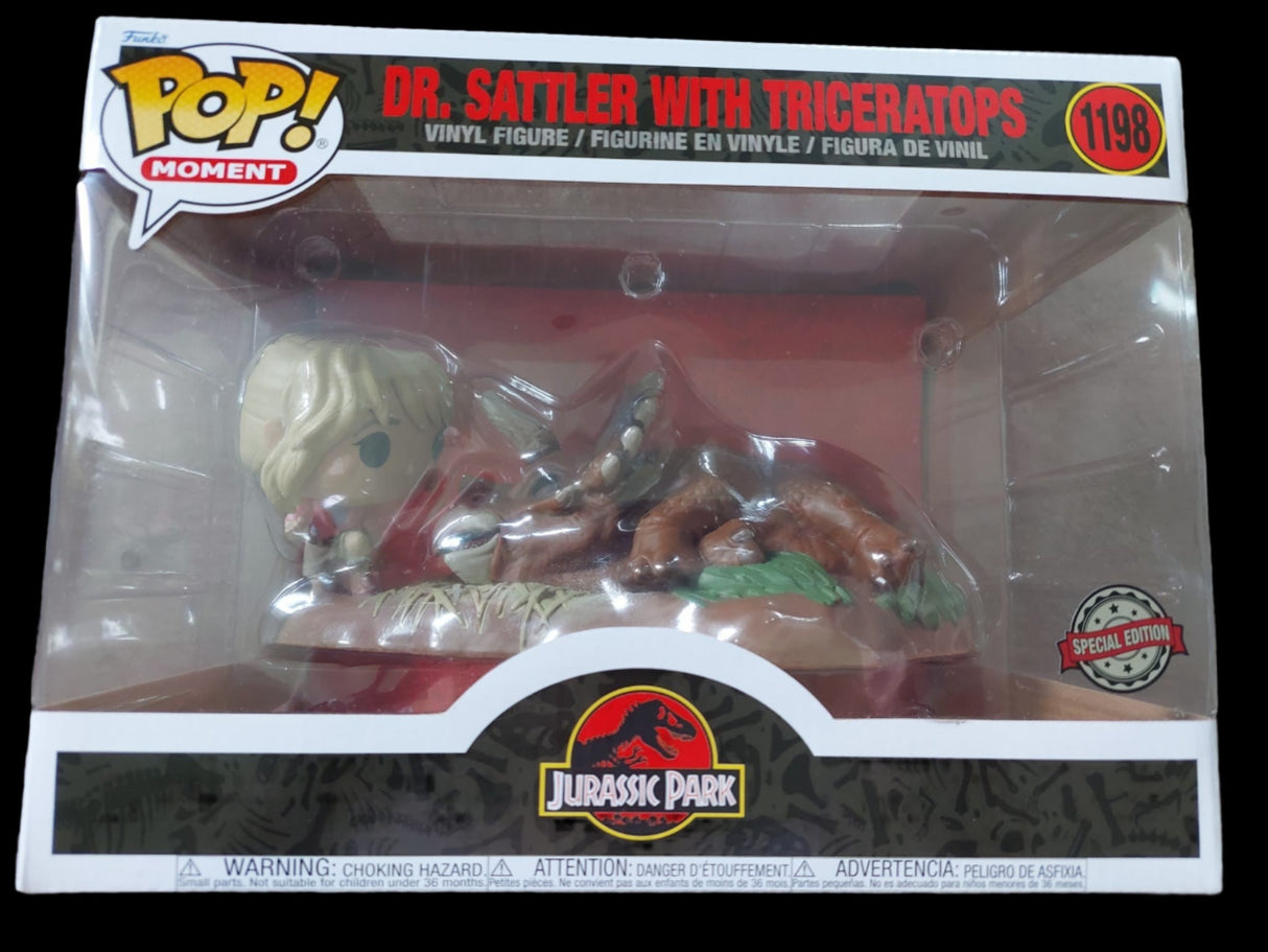 Damaged Box | Funko Pop! Moment | Jurassic Park | Dr.Sattler with Triceratops (Special Edition) #1198