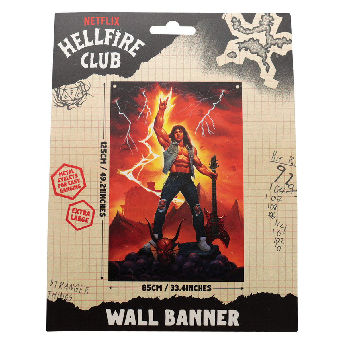 Fanattik Stranger Things: EDDIE MUNSON Hellfire Club Extra Large Wall Banner (125 x 85cm)