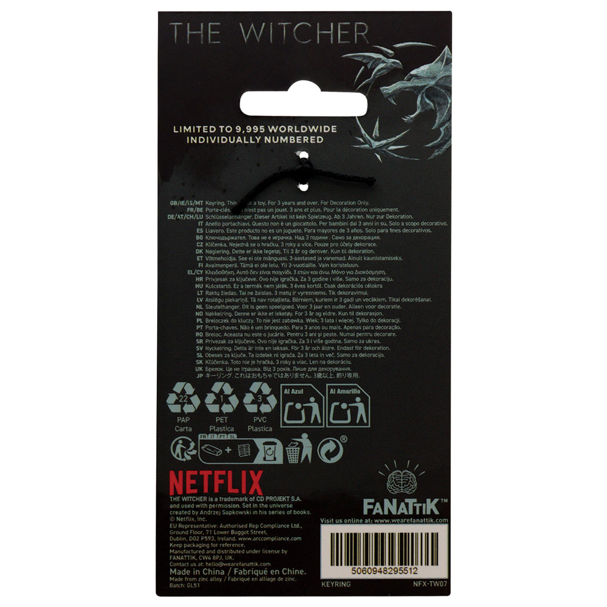 Fanattik The Witcher: GERALT OF RIVIA & ROACH Limited Edition Metal Keyring