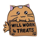Fanattik Fuzzballs WHISKY THE CAT Will Work 4 Treats Limited Edition Pin Badge