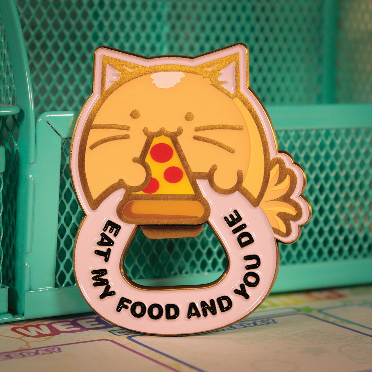 Fanattik Fuzzballs | TIMMY THE CAT Eat My Food Magnetic Metal Bottle Opener