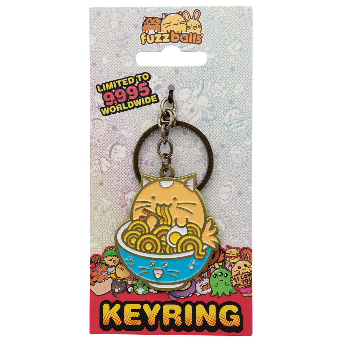 Fanattik Fuzzballs: WHISKY THE CAT Ramen Noodles Limited Edition Metal Keyring
