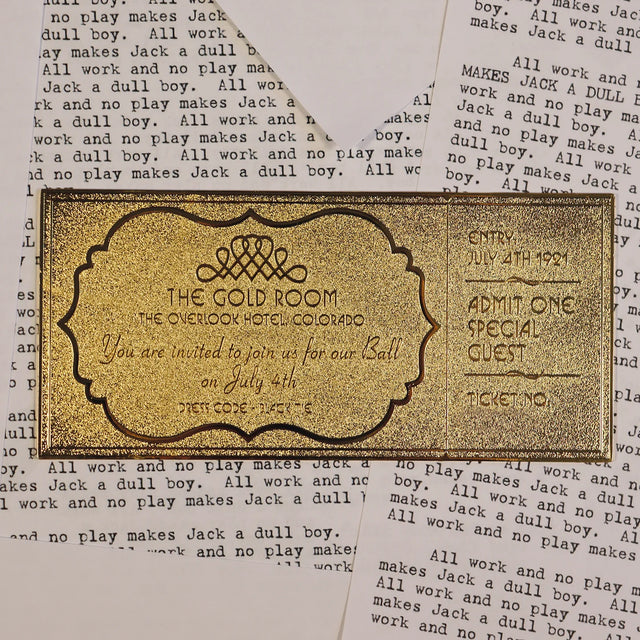 The Shining | The Overlook Hotel Ball Ticket | Replica Golden Ticket | Limited Edition