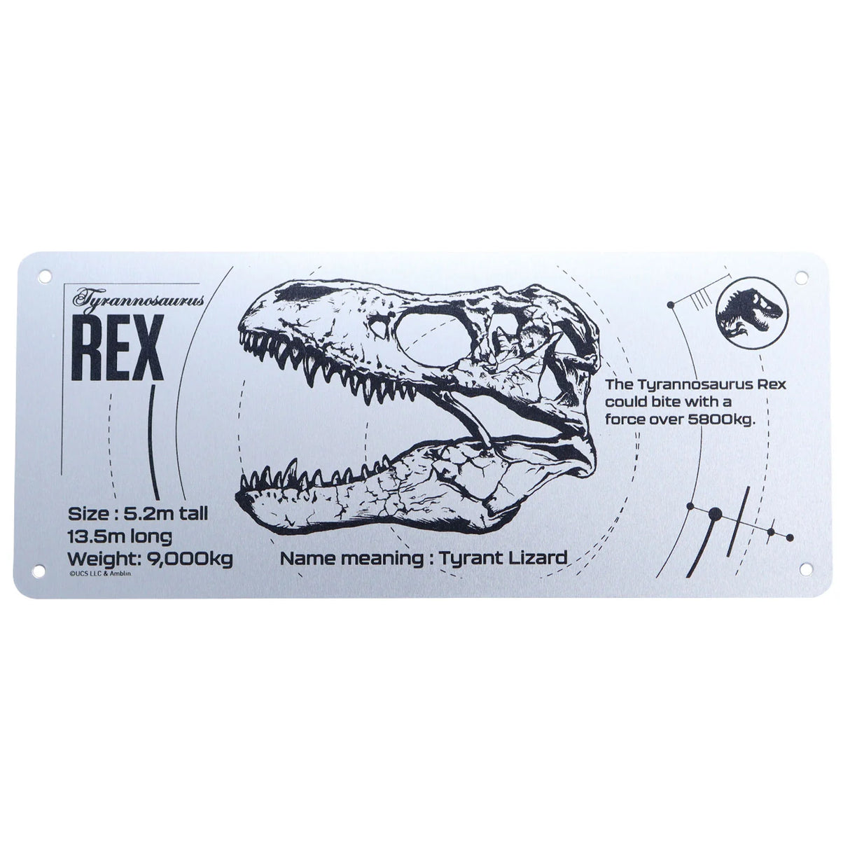 Jurassic Park | T-Rex Schematic Metal Fan-Plate | Limited Edition