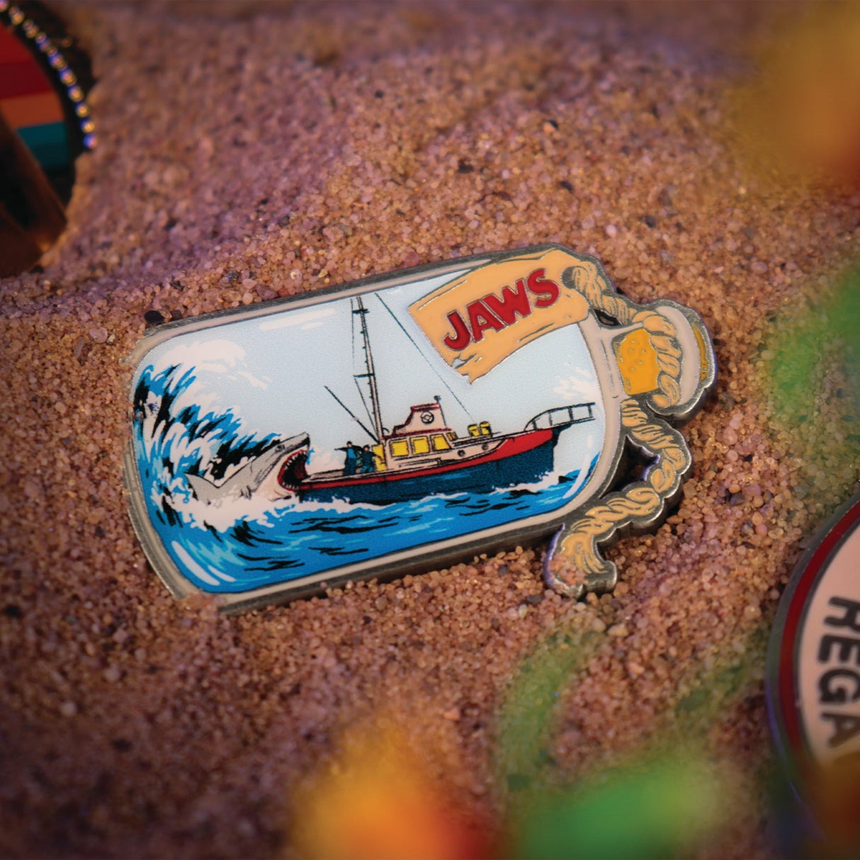 SHIP IN BOTTLE | Jaws 50th Anniversary | Limited Edition Pin Badge